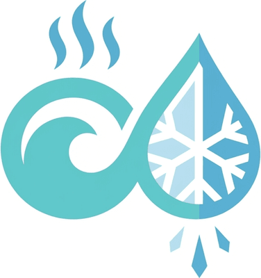 Логотип аквамариновых саун с ледяным душем, минималистичный дизайн в сине-белой гамме.